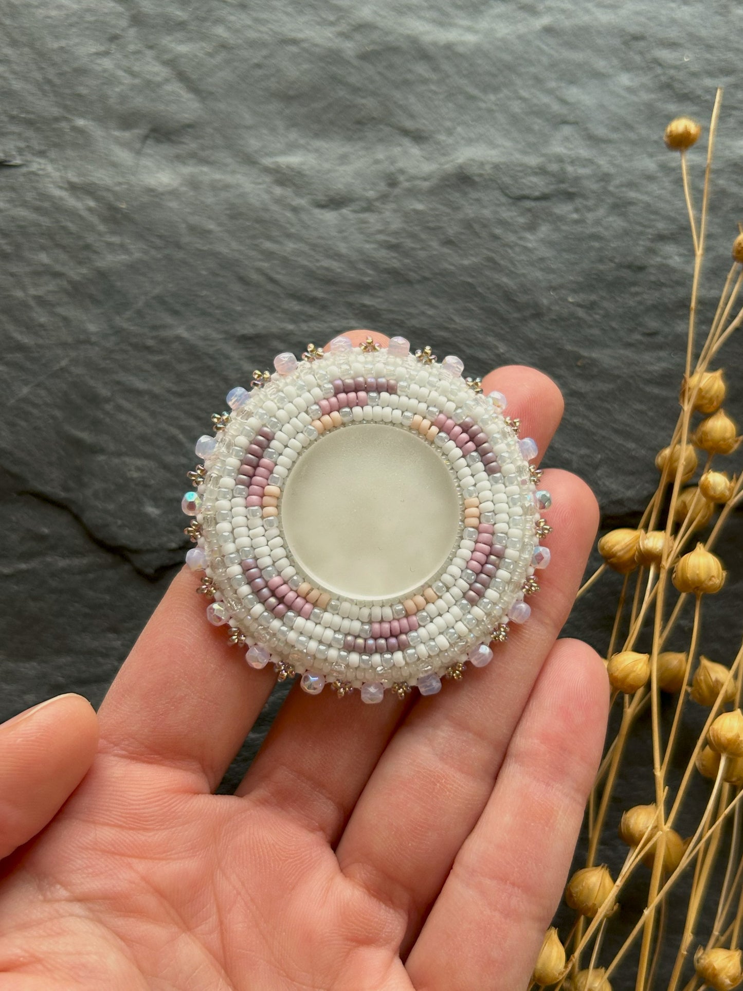 Scheiben-Ohrringe "Camila" mit gefrosteten Glas - Pastell Rosa
