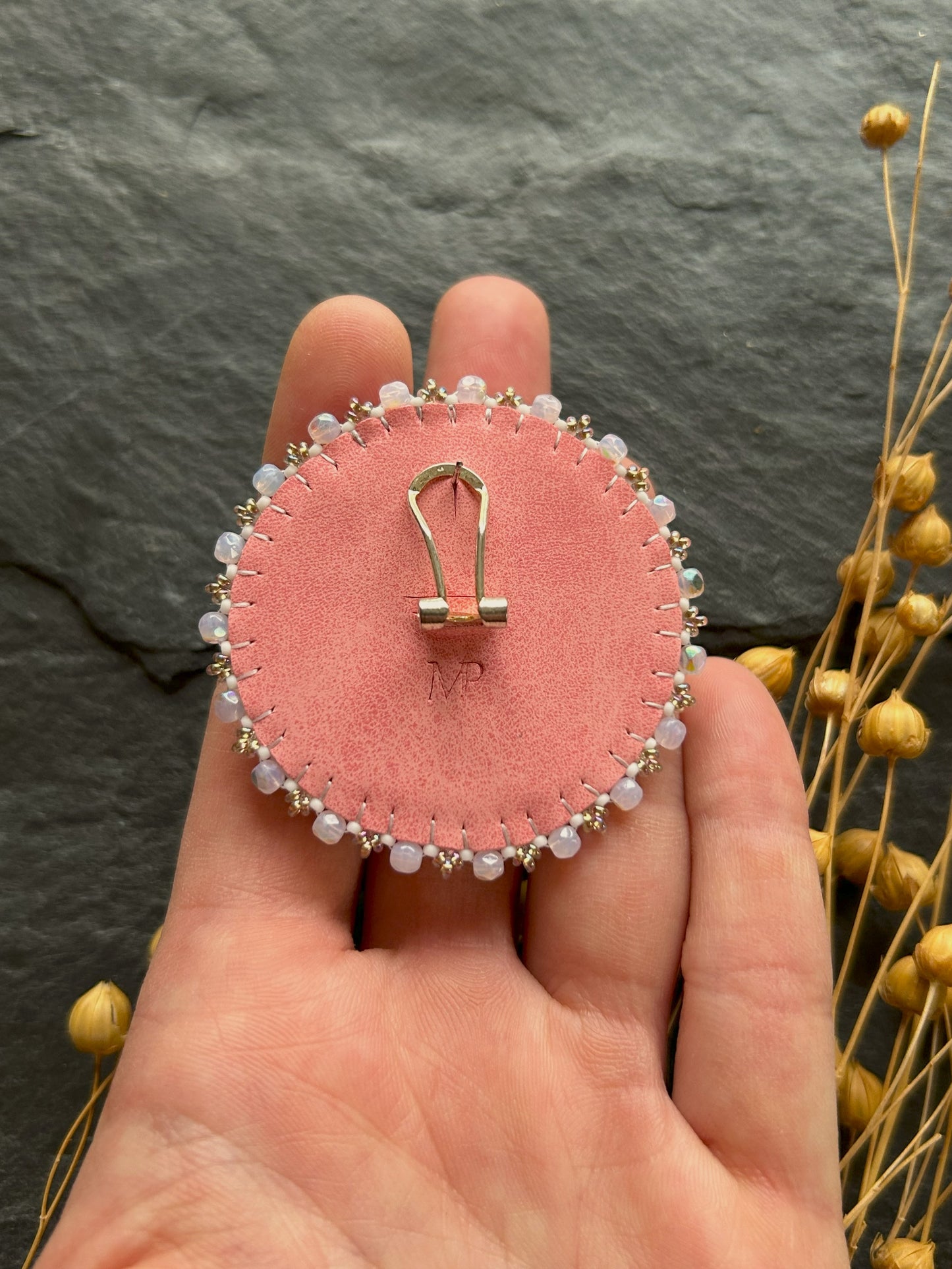 Scheiben-Ohrringe "Camila" mit gefrosteten Glas - Pastell Rosa