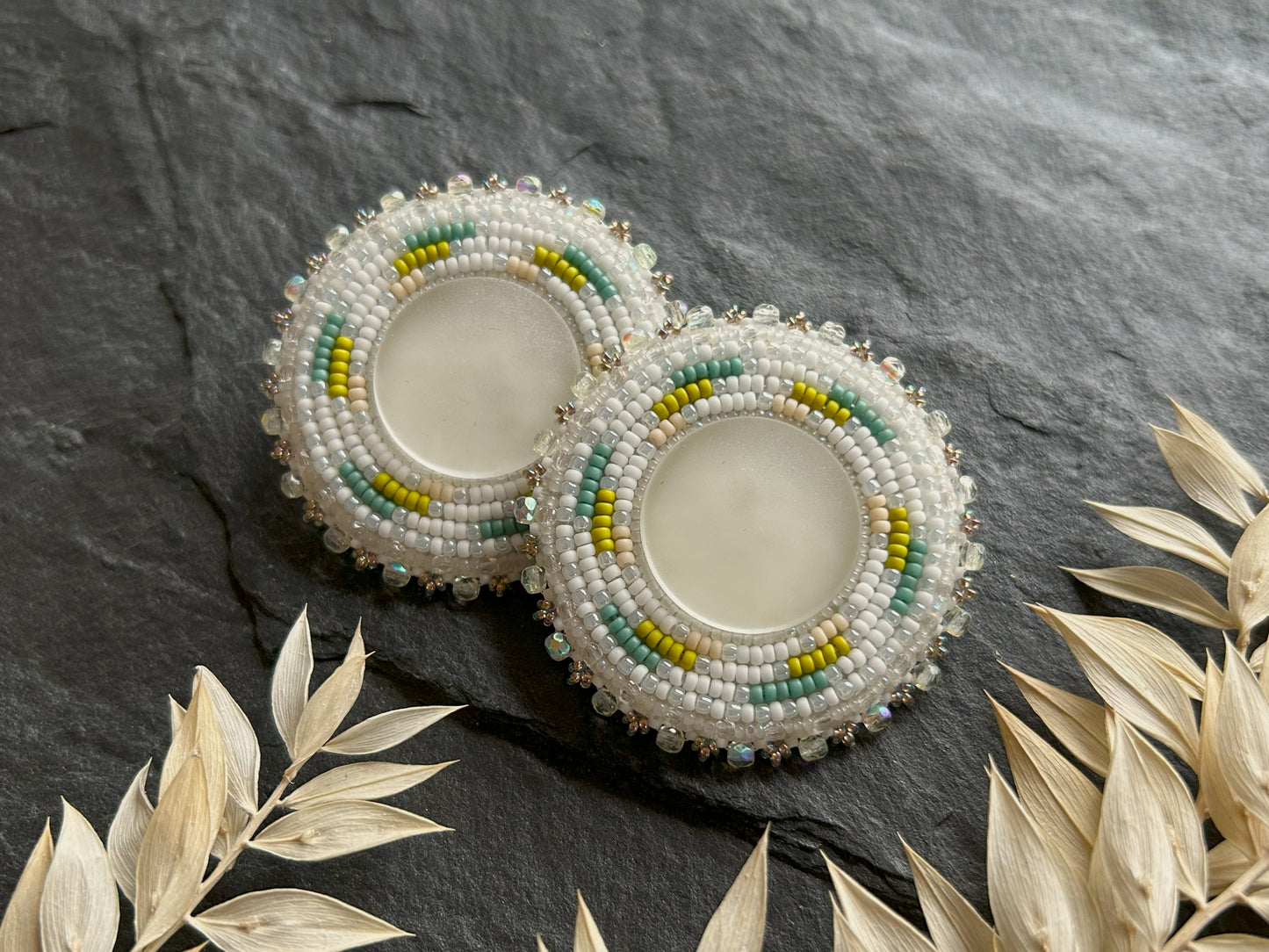 Scheiben-Ohrringe "Camila" mit gefrosteten Glas - Frühling