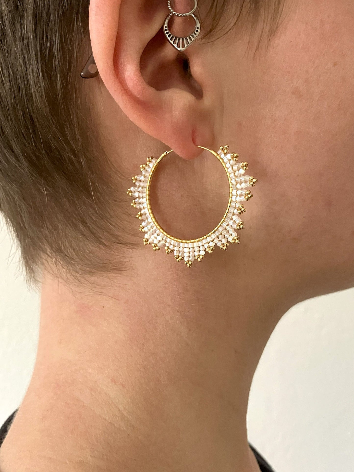 Silver hoop earrings "Estelle" - crystal