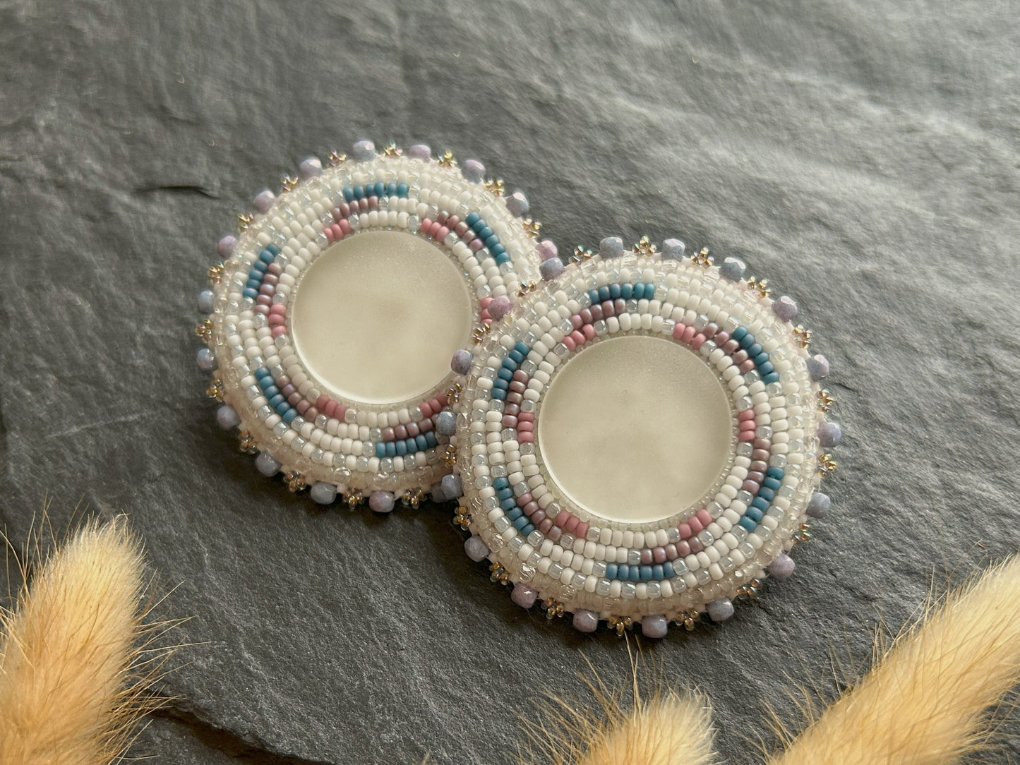 Scheiben-Ohrringe "Camila" mit gefrosteten Glas - Pastell Lila