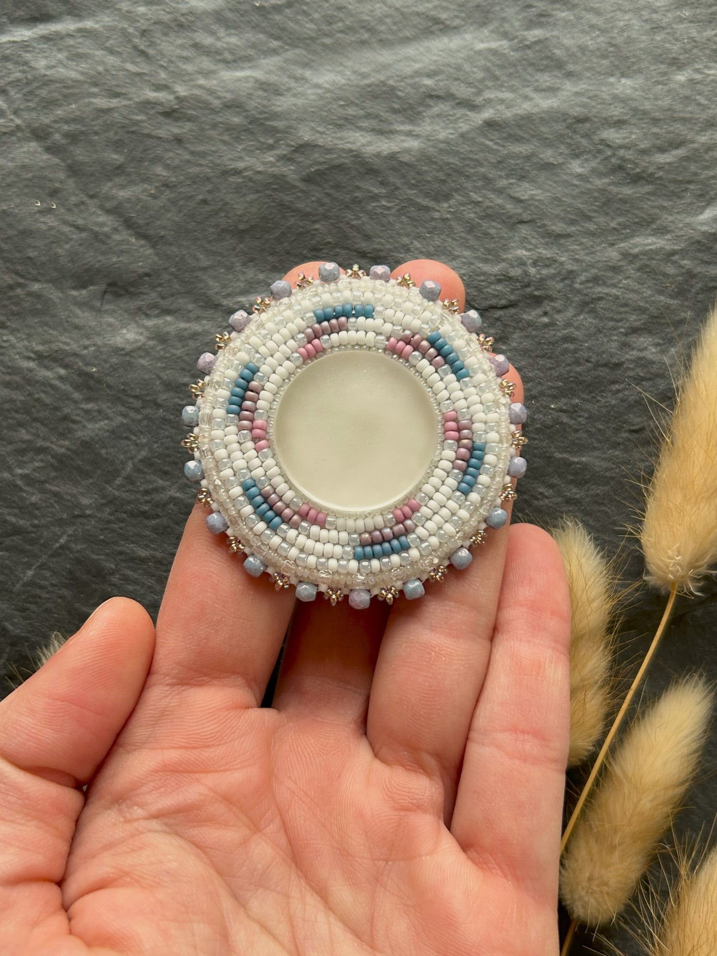 Scheiben-Ohrringe "Camila" mit gefrosteten Glas - Pastell Lila