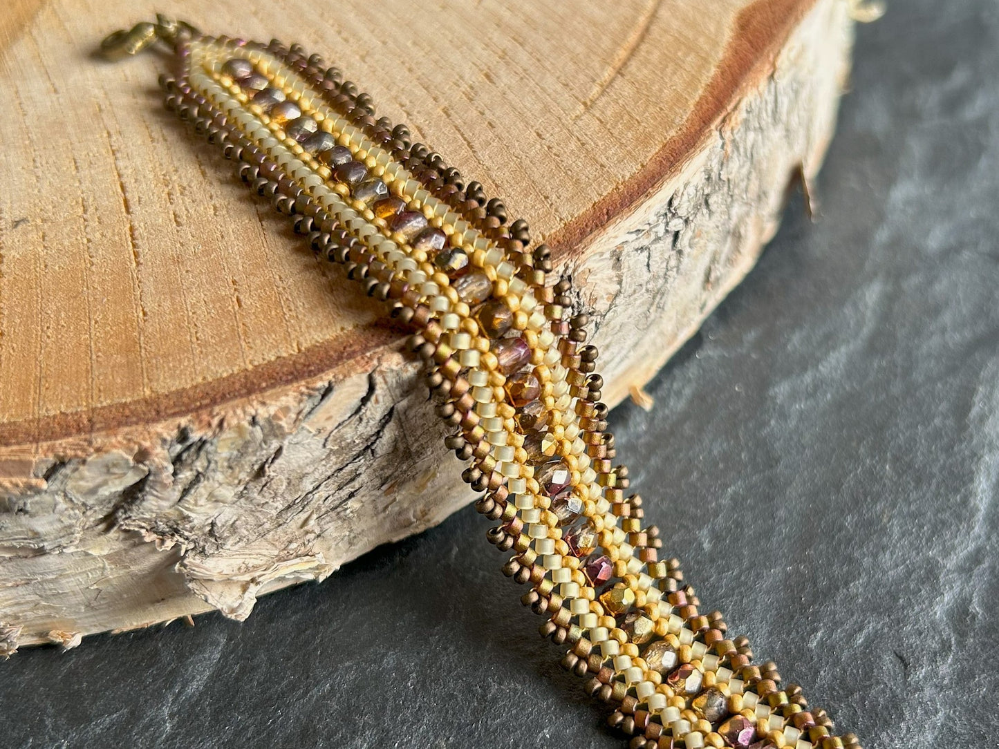 Personalisiertes "Coburn" Armband - Beige & Kupfer