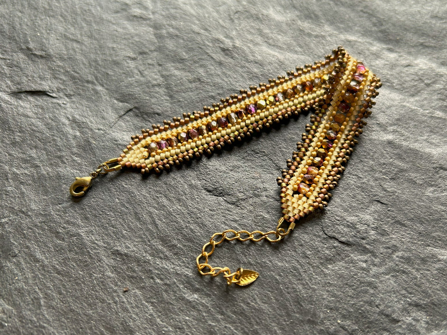 Personalisiertes "Coburn" Armband - Beige & Kupfer