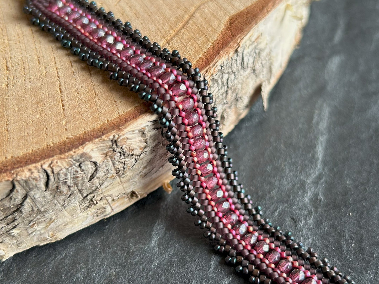 Personalisiertes "Coburn" Armband - Burgunder