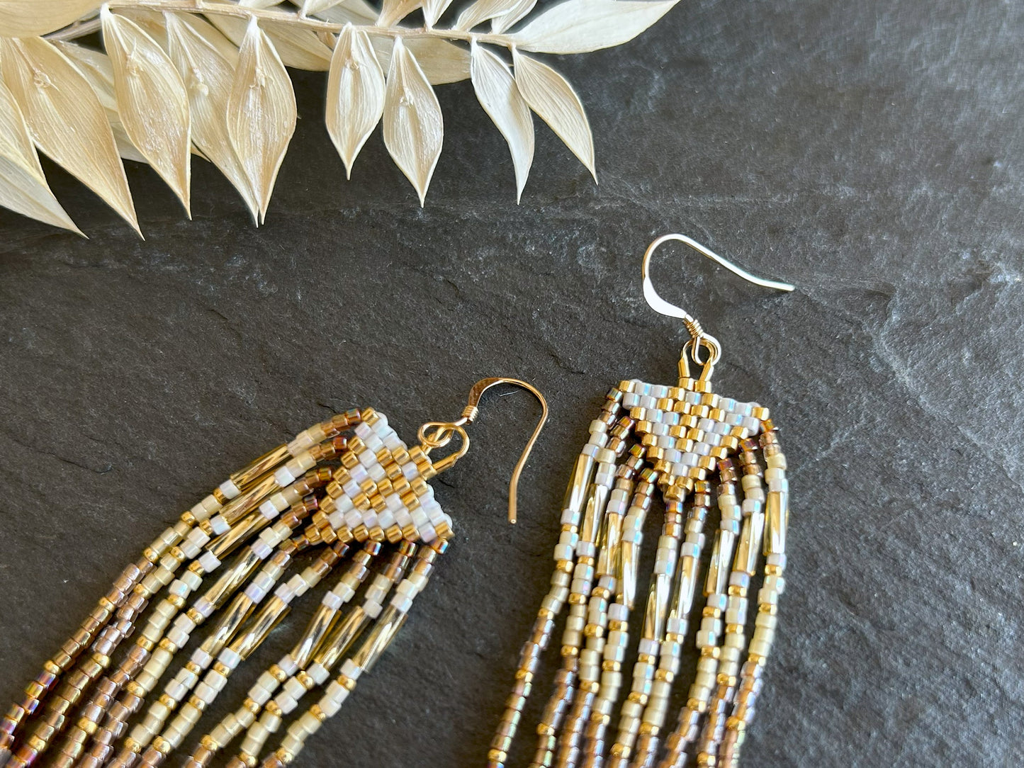 Small earrings "Sheila" - white & gold