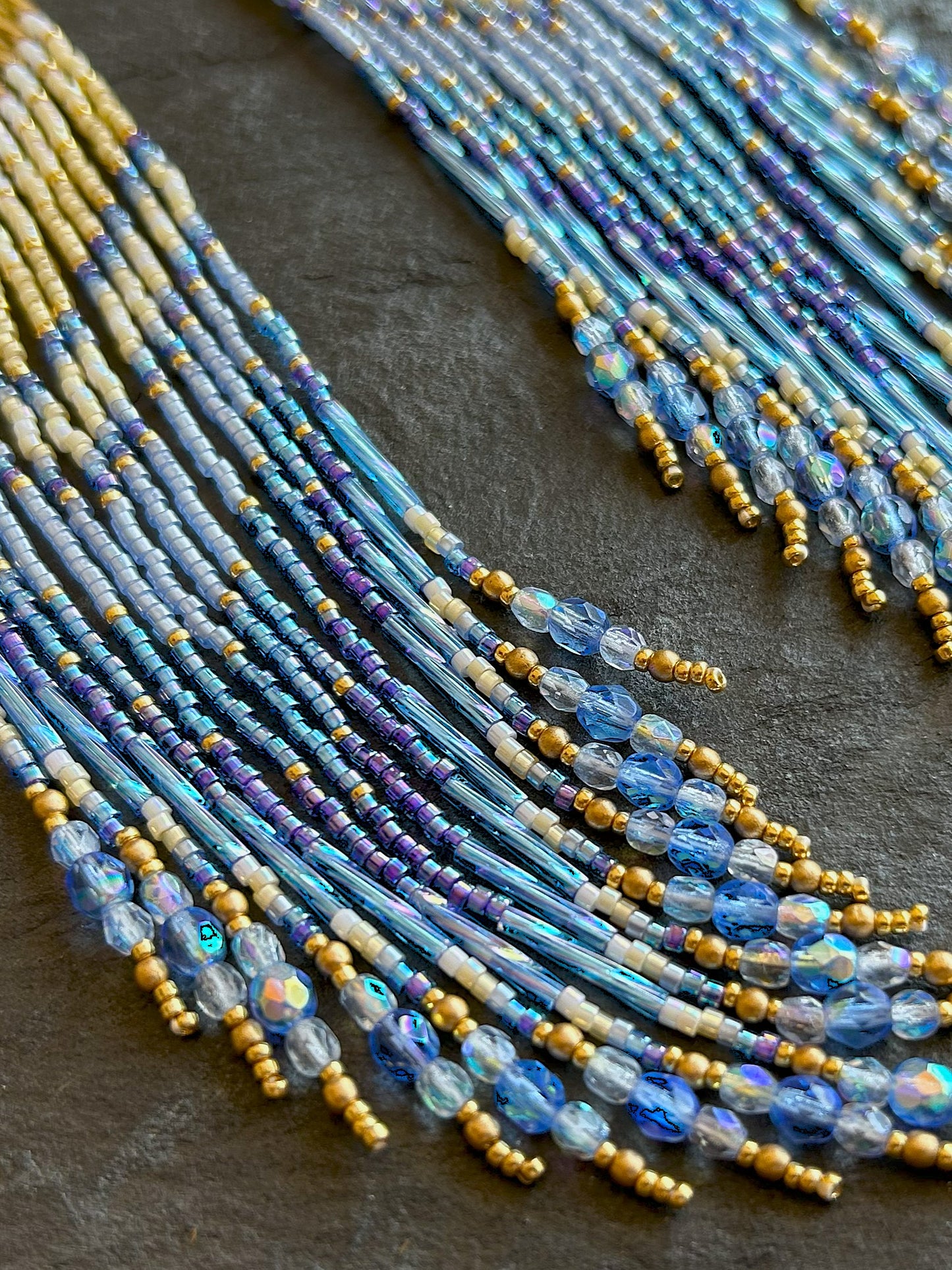 Dazzling statement earrings "Sheila" - gold & blue