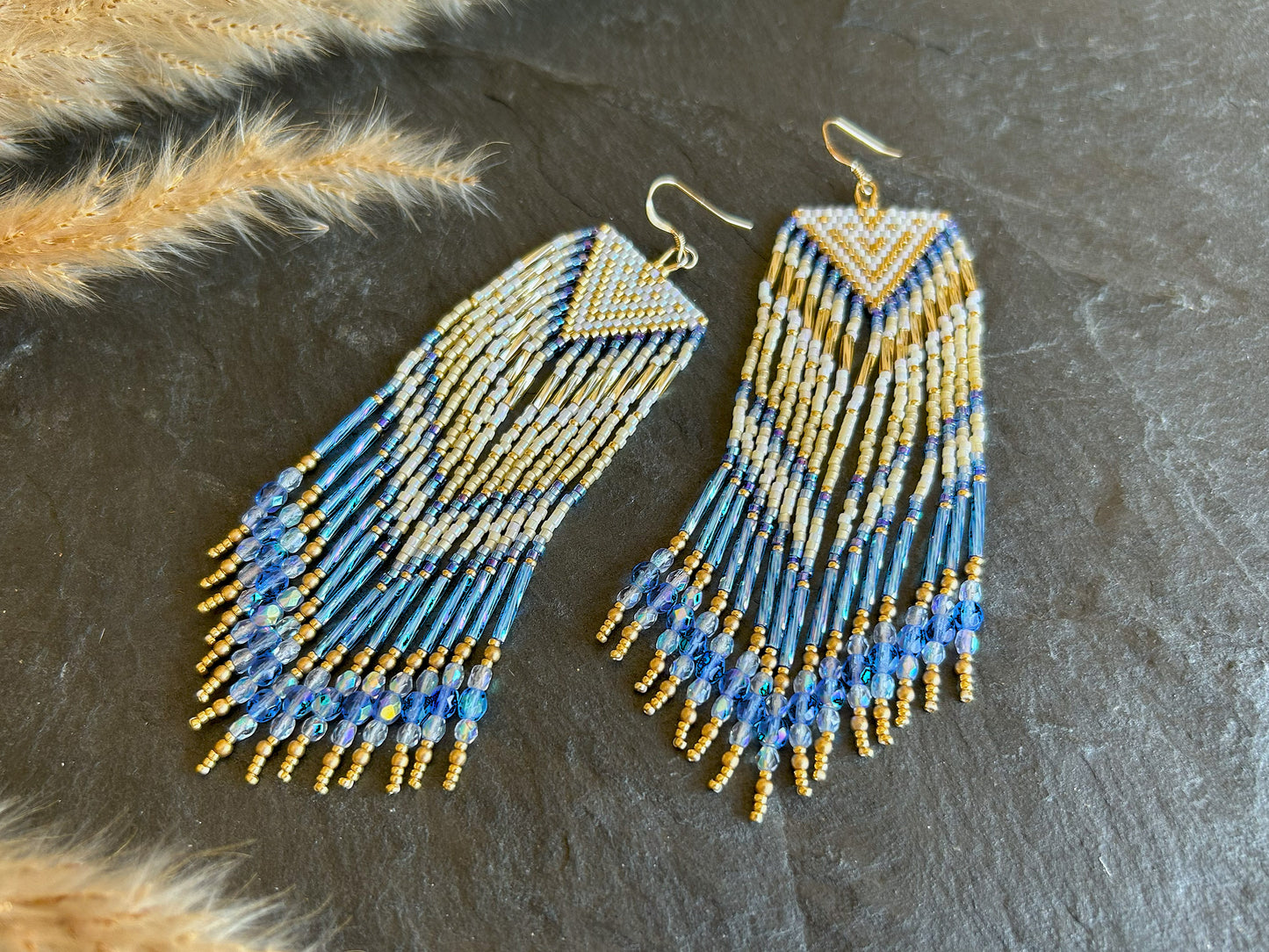 Dazzling earrings "Sheila" - gold & blue