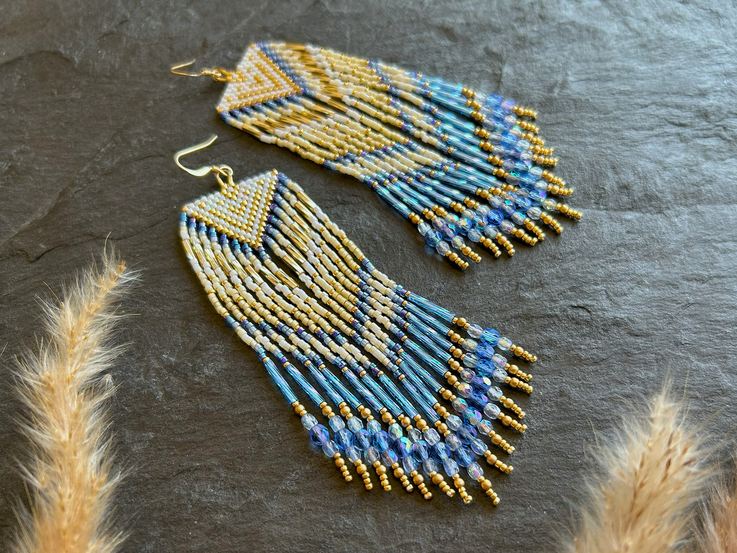 Dazzling earrings "Sheila" - gold & blue