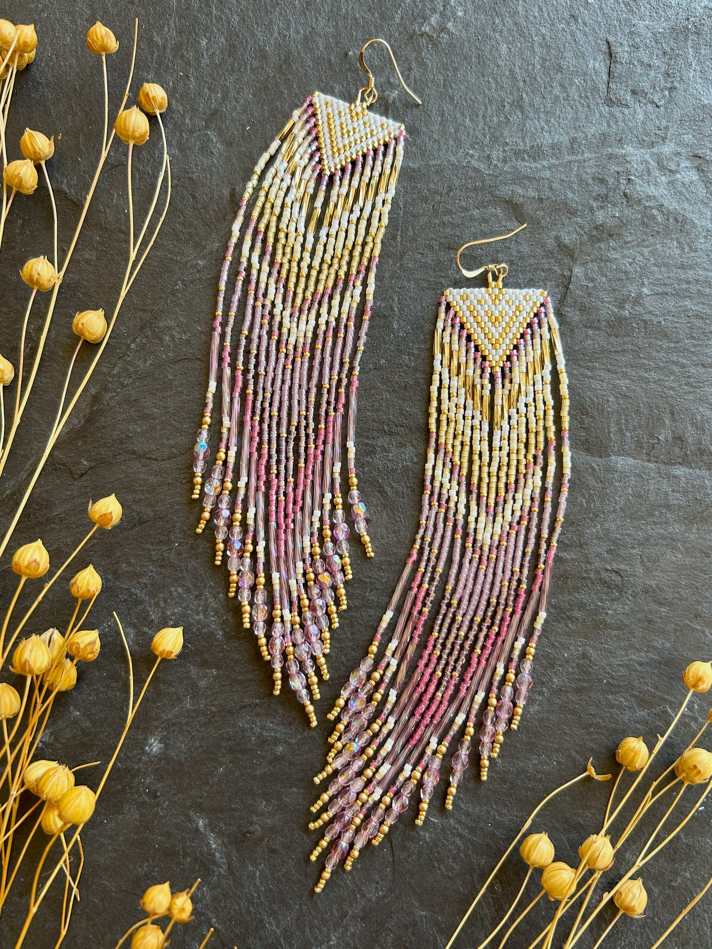 Dazzling statement earrings "Sheila" - gold & pink