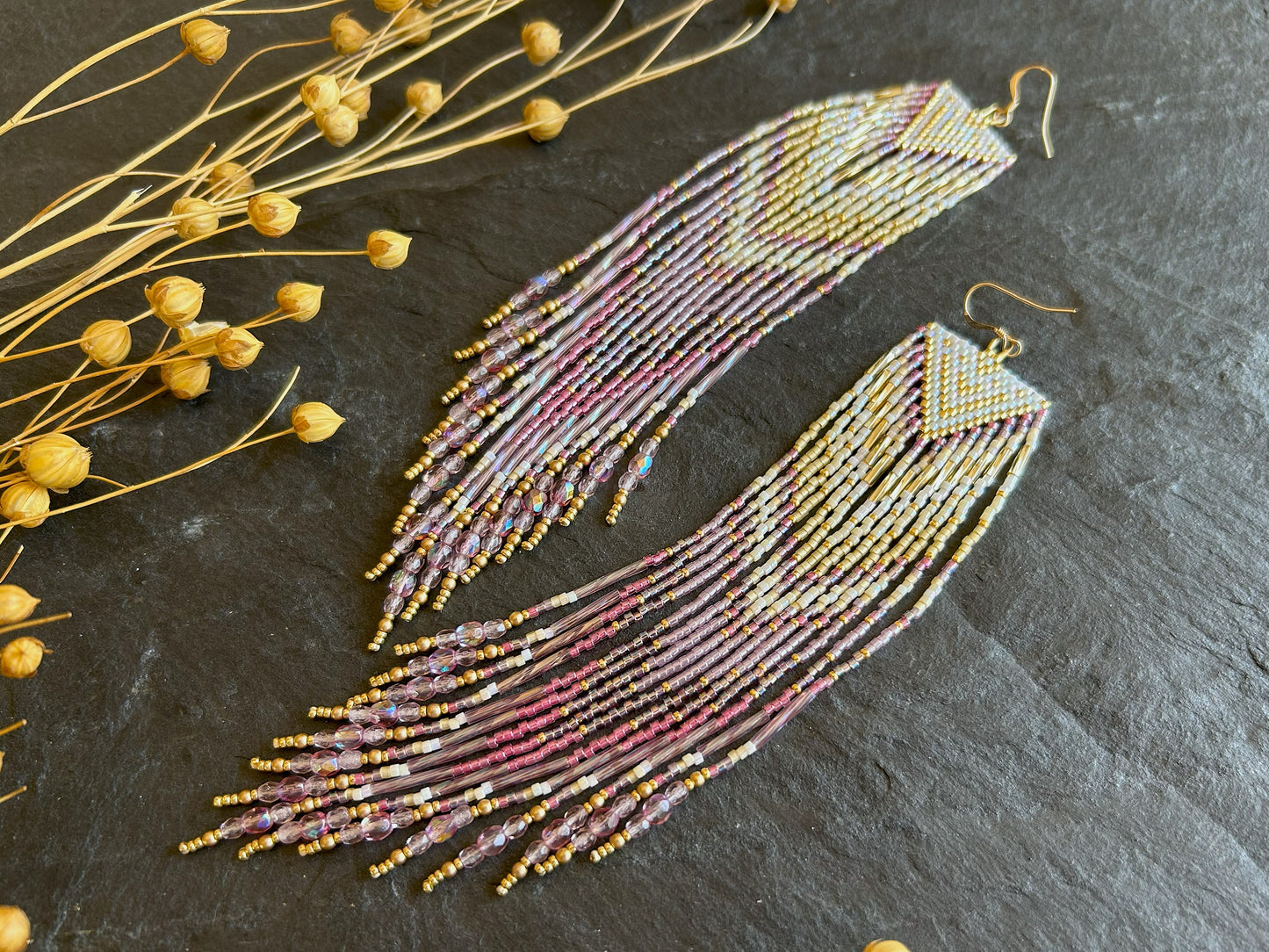 Dazzling statement earrings "Sheila" - gold & pink