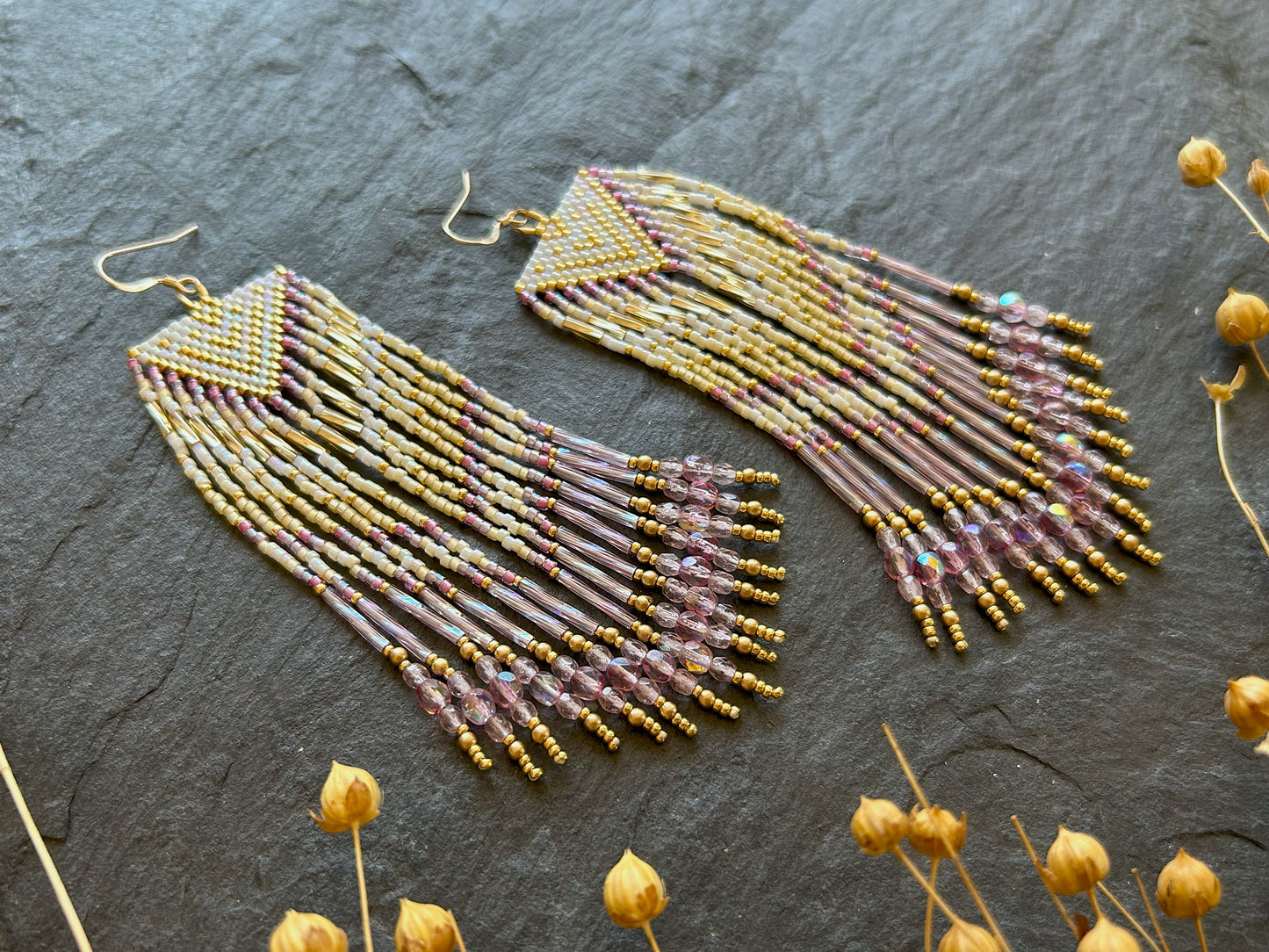 Dazzling earrings "Sheila" - gold & pink