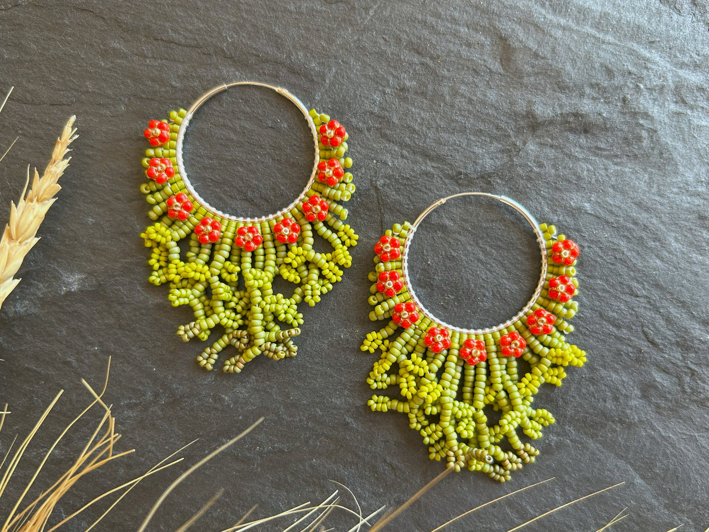 Hoop earrings "Margo" - bloom in red