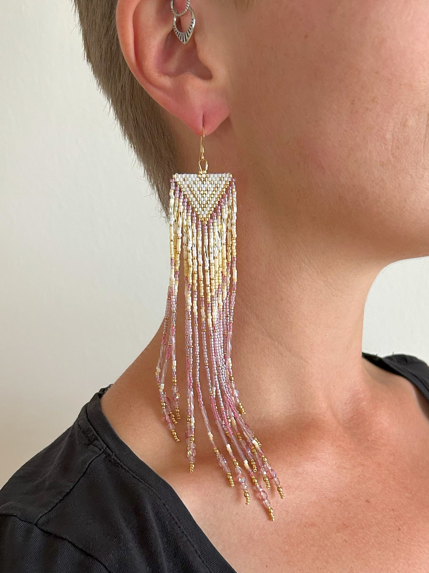 Dazzling statement earrings "Sheila" - gold & pink