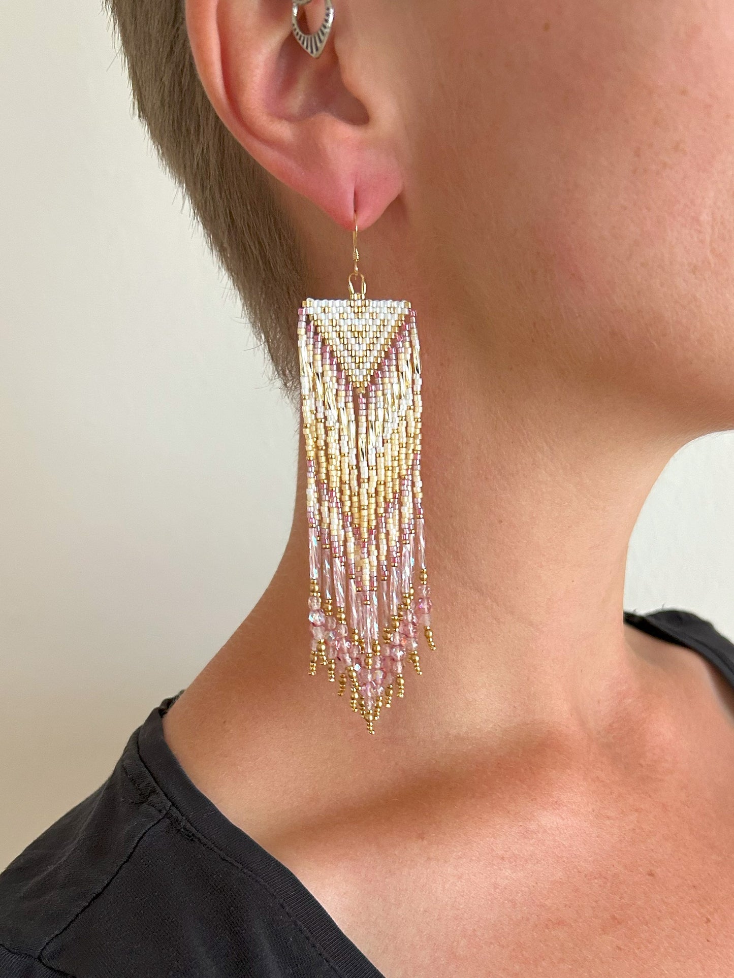 Dazzling earrings "Sheila" - gold & pink