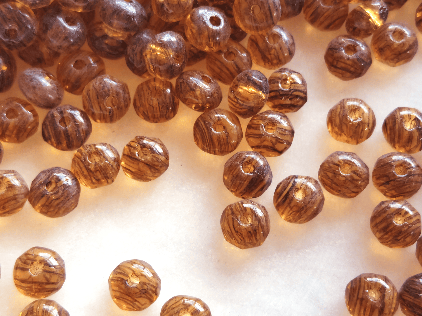 Faceted rondelle beads 3x5mm - orange & banded