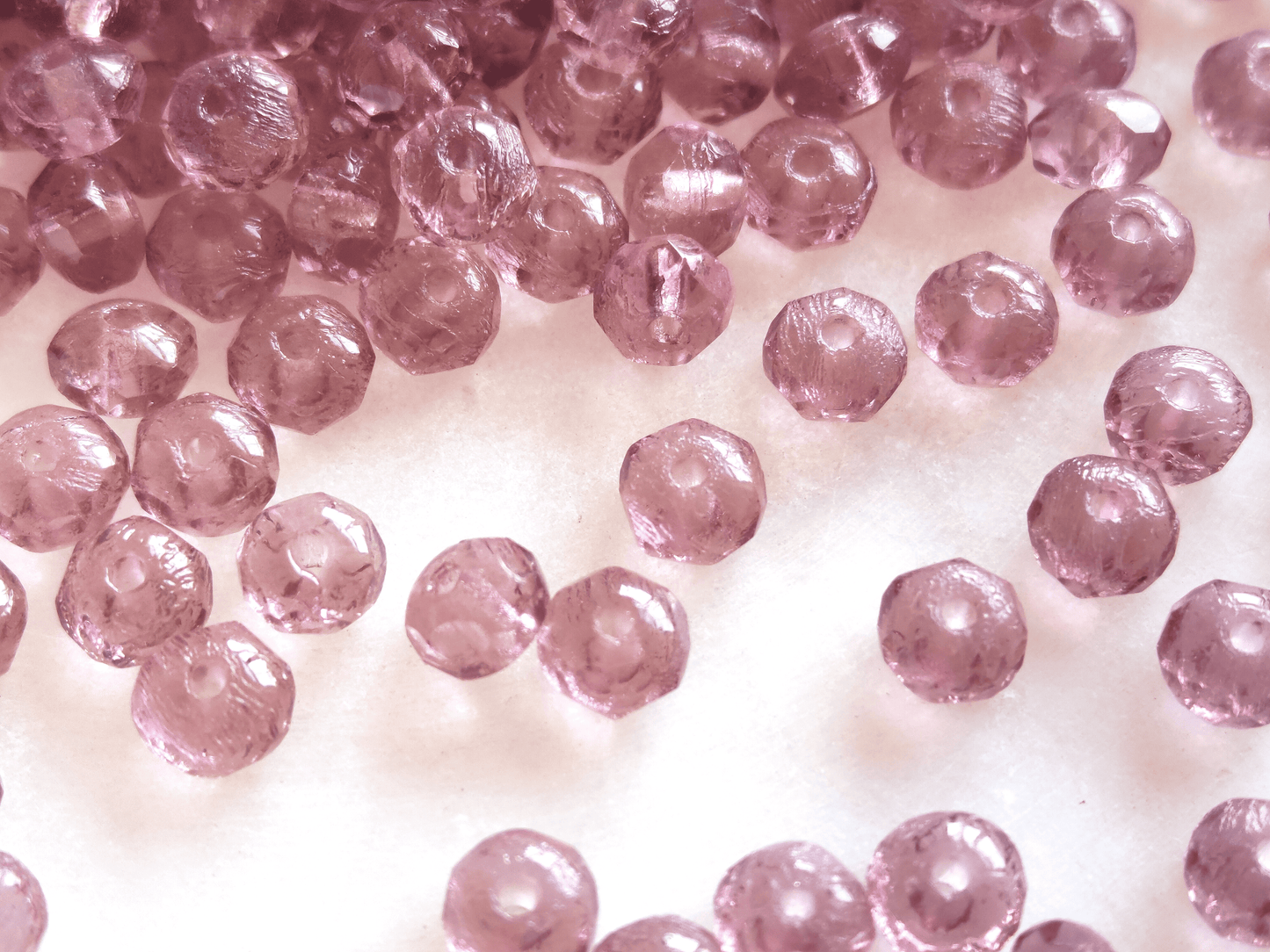 Faceted rondelle beads 3x5mm - dusty purple