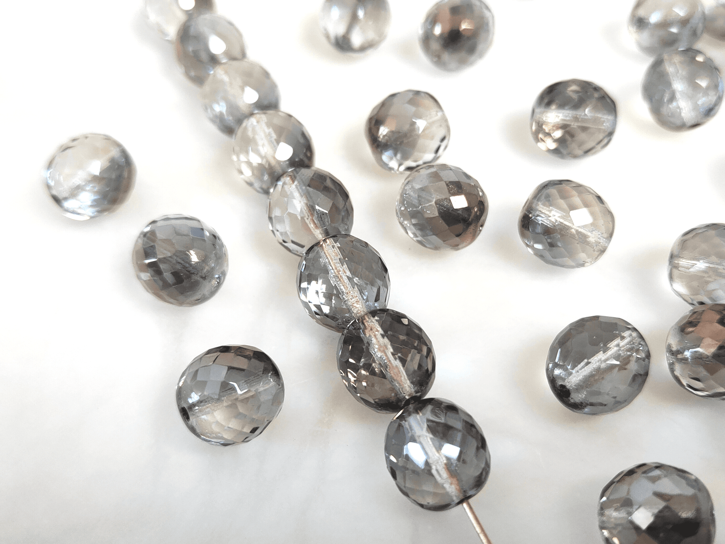 12mm fire-polished beads - anthracite