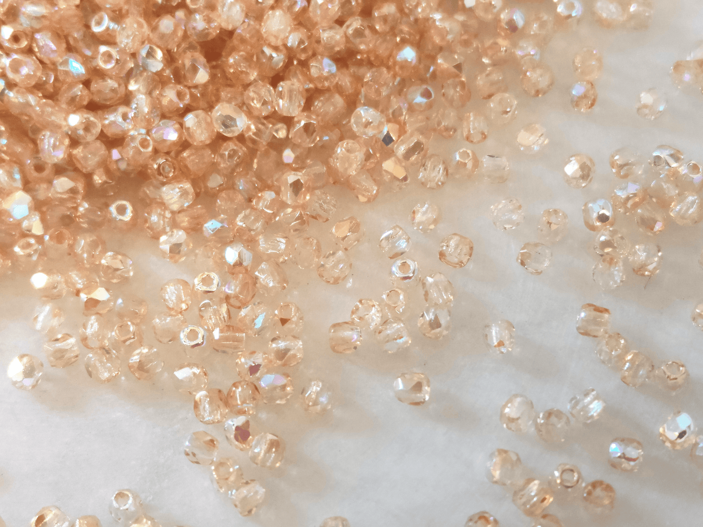 2mm fire-polished beads - beige half AB