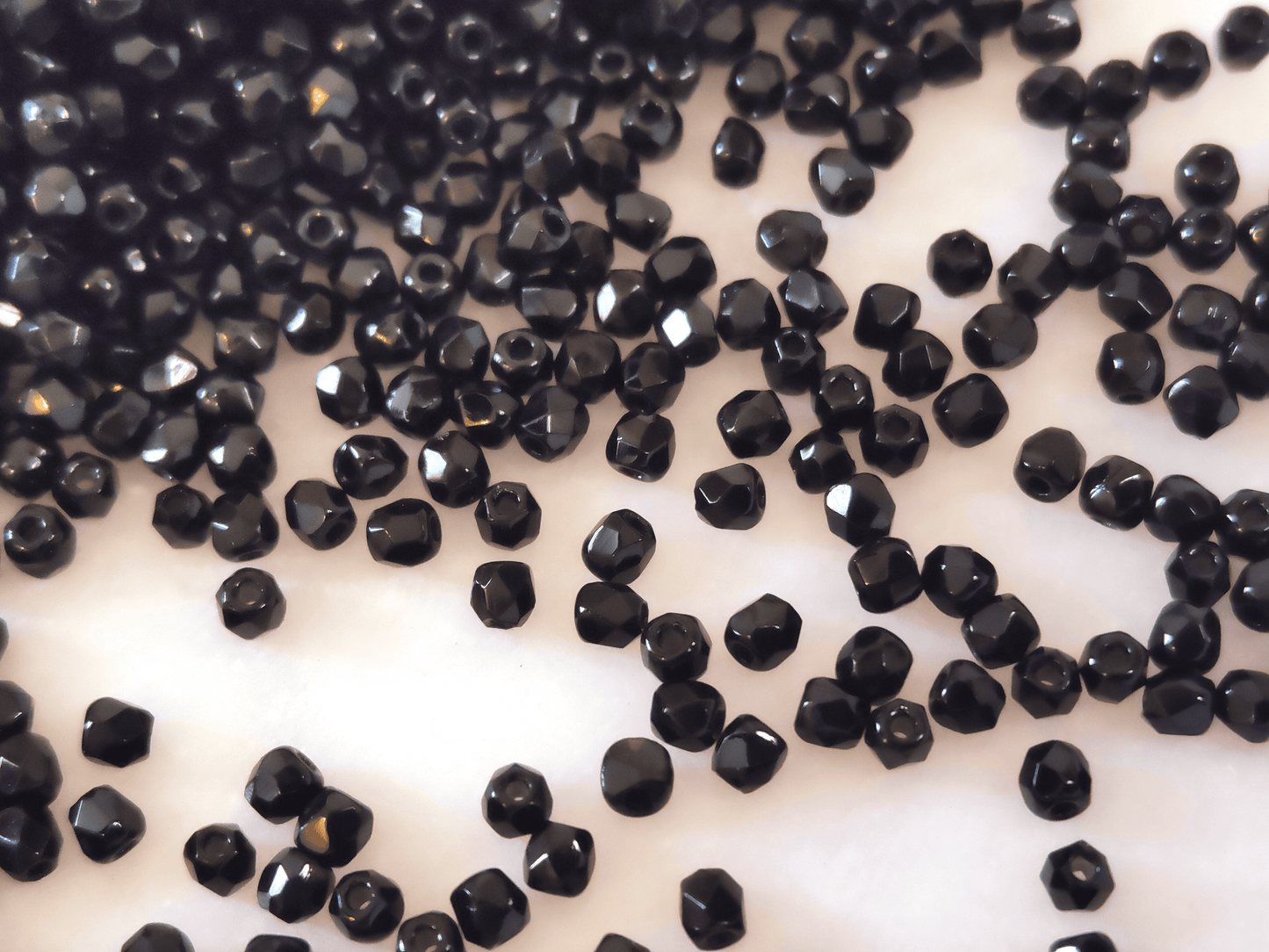 2mm fire-polished beads - opaque black
