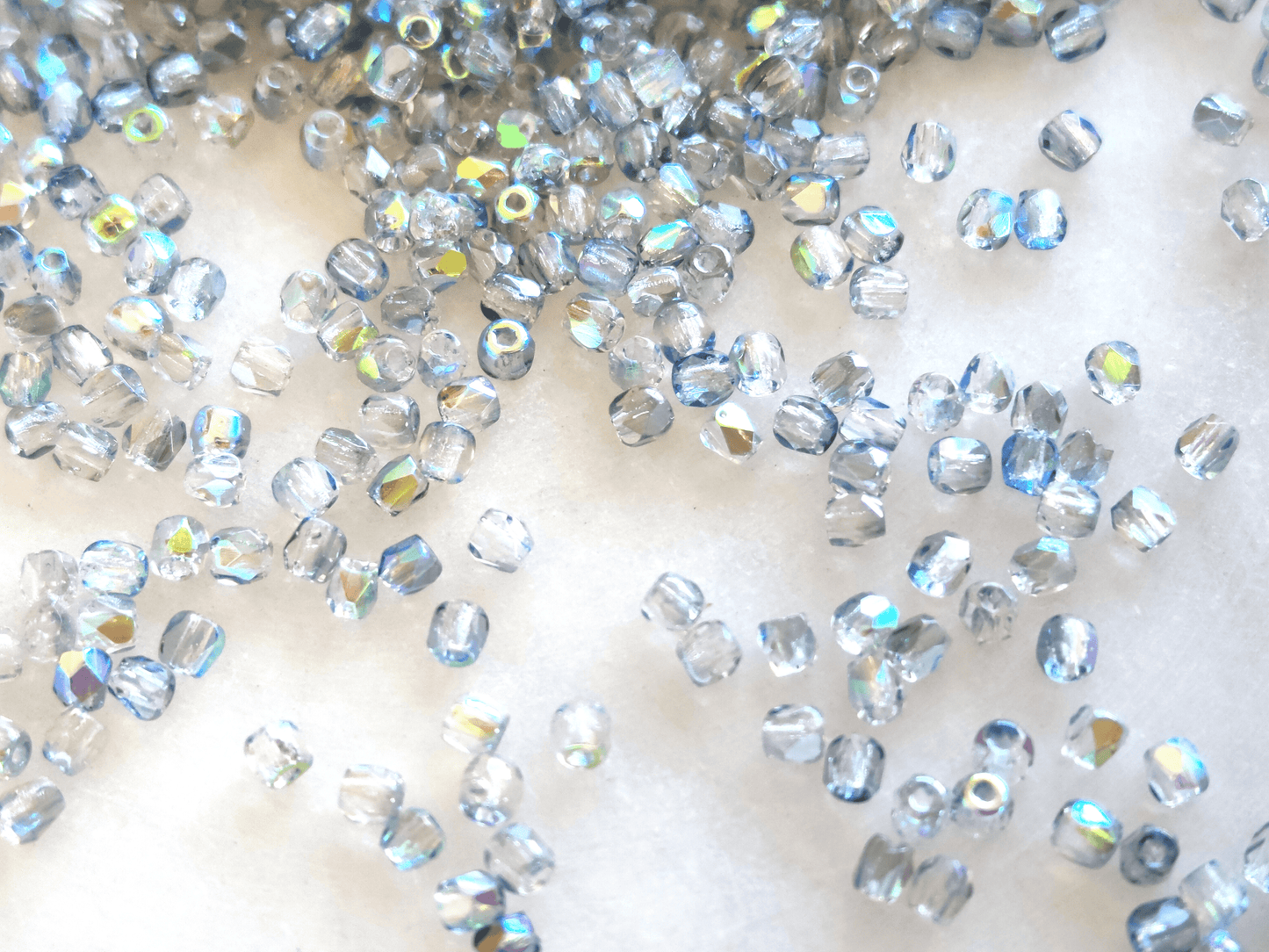 2mm fire-polished beads - powder blue half AB