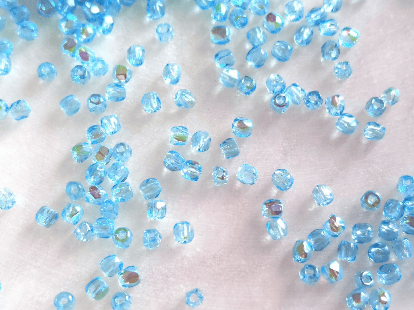 2mm fire-polished beads - sky blue half AB