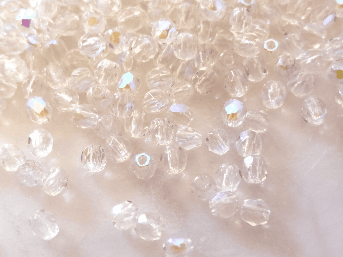 3mm fire-polished beads - crystal iris