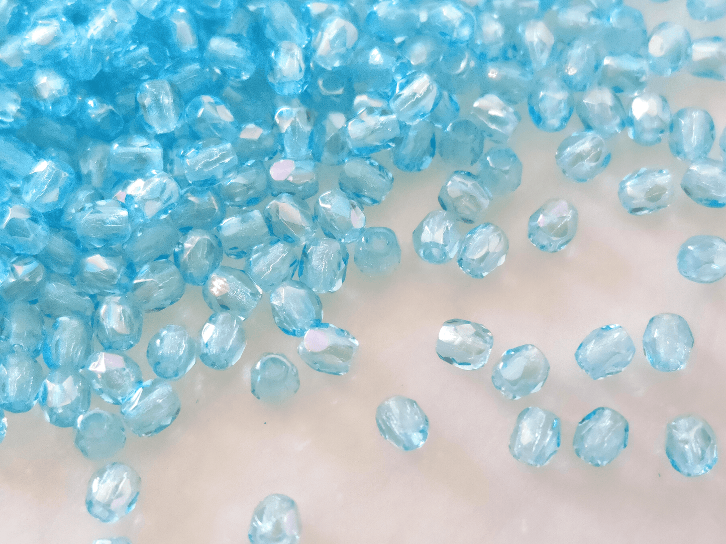 3mm fire-polished beads - sky blue iris
