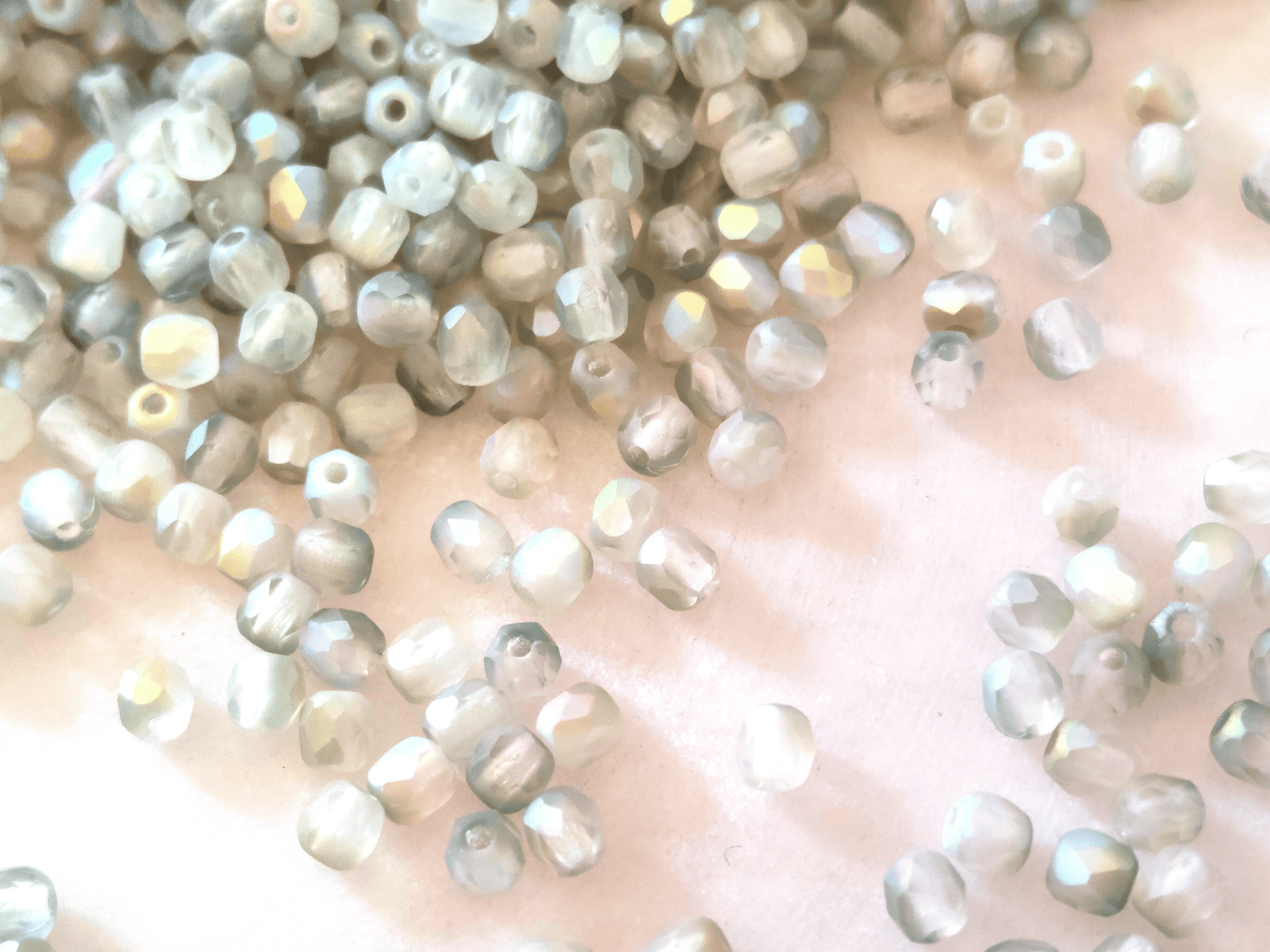 3mm fire-polished beads - matt grey iris