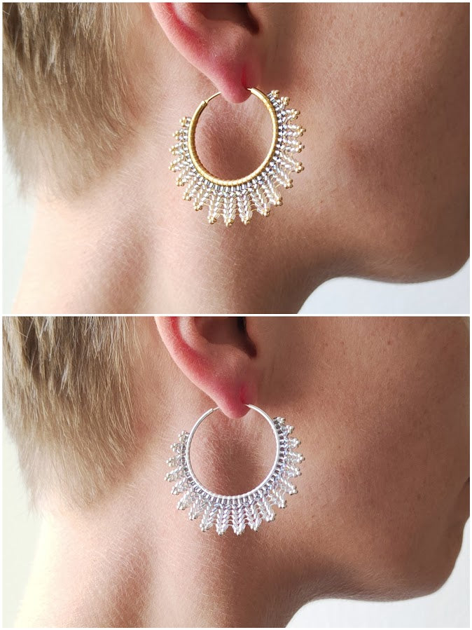 Brass hoop earrings "Neomi" - silver