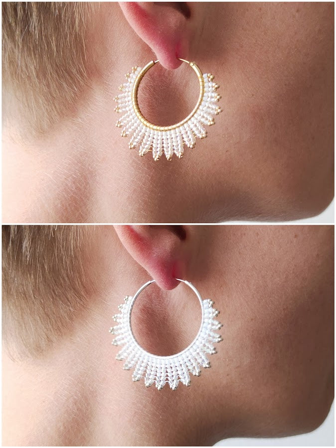 Brass hoop earrings "Neomi" - white