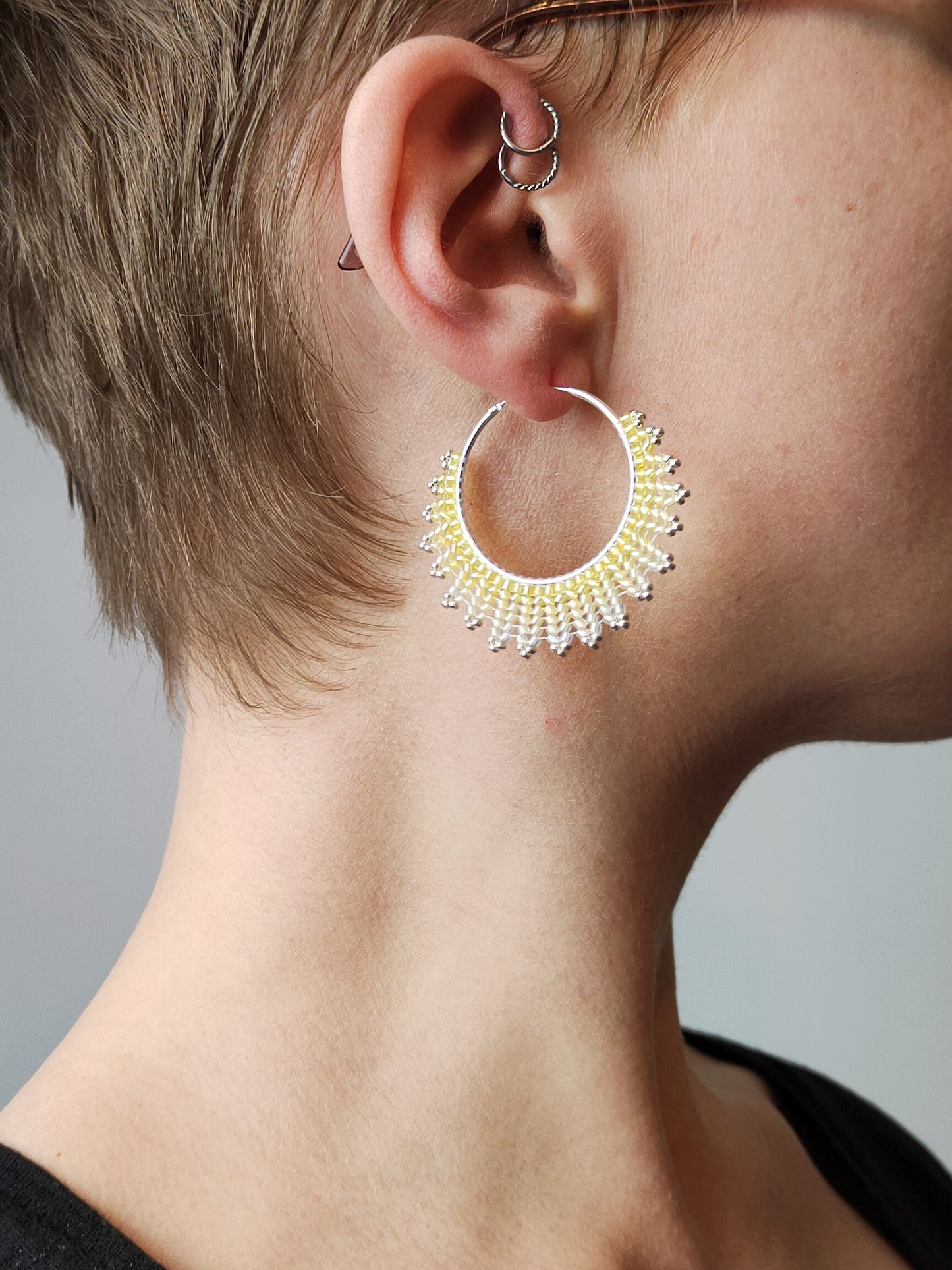 Silver hoop earrings "Neomi" - yellow