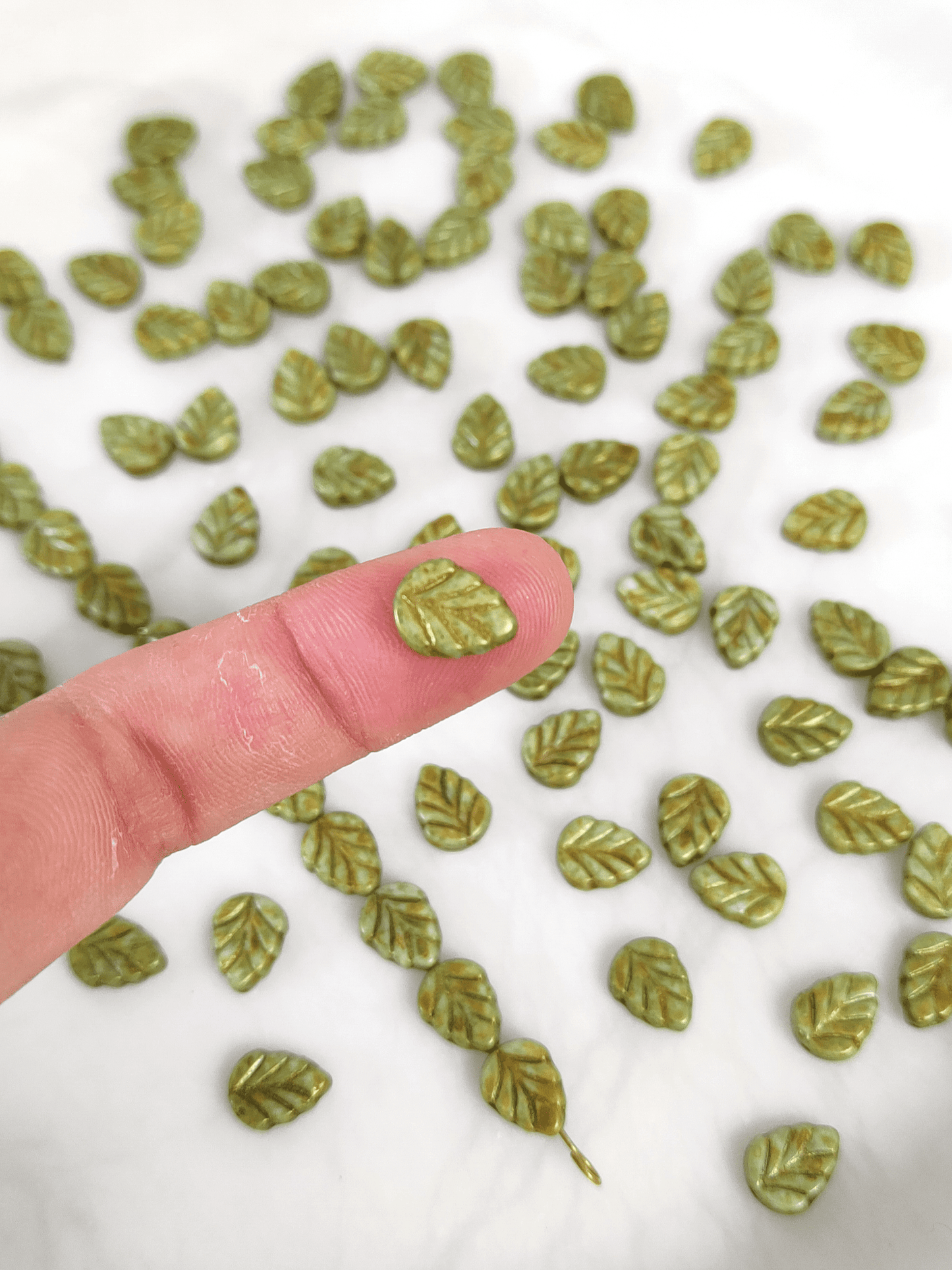 Minzblätter 10mm - Hellgrün & Braun gefleckt