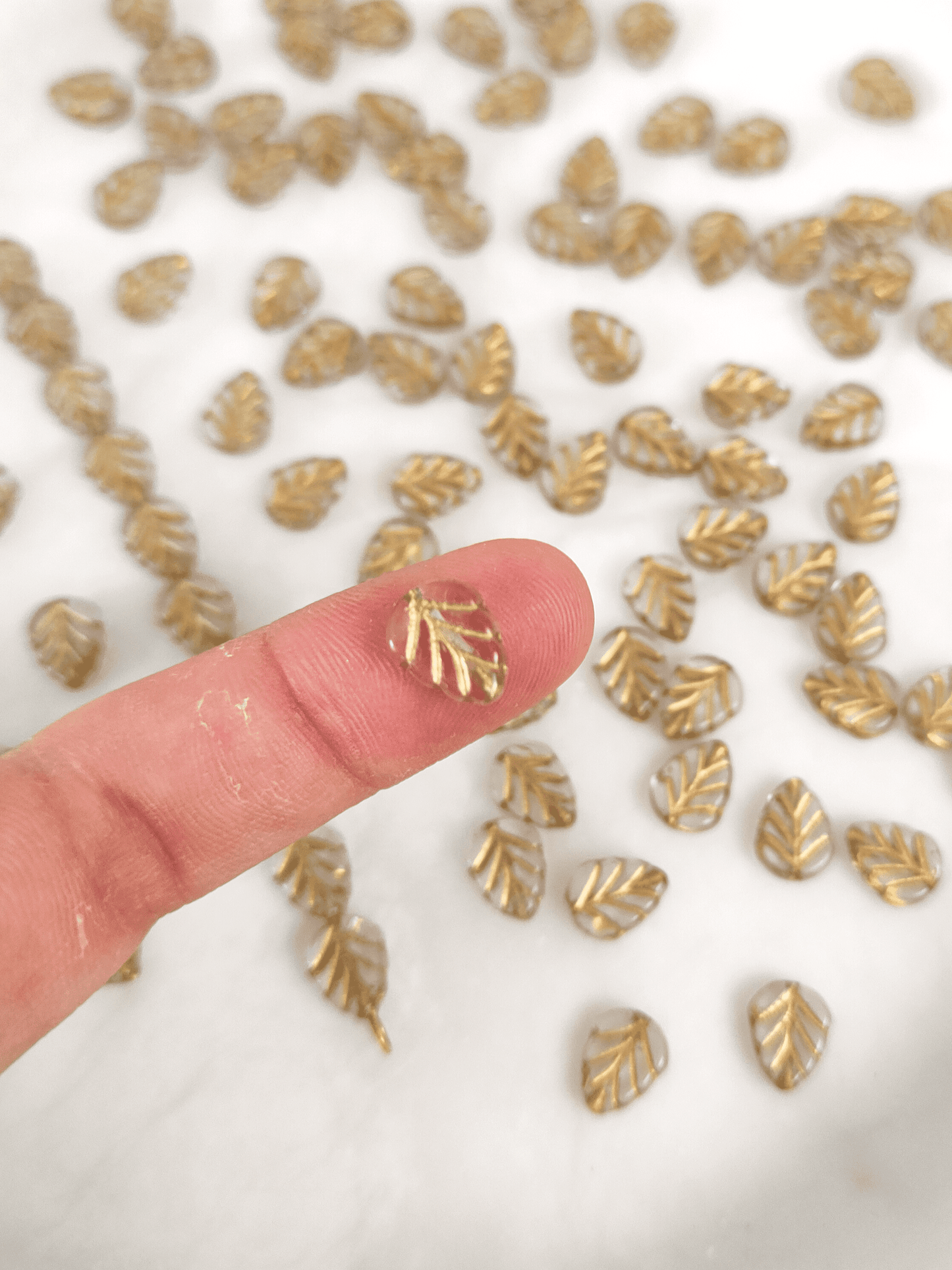 Minzblätter 10mm - Farblos & Gold