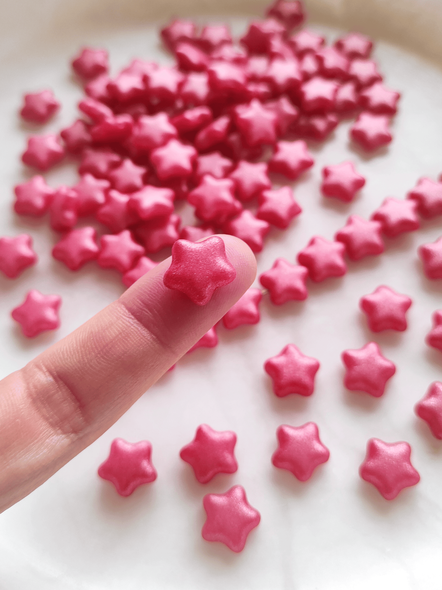 Star beads 12mm - glitter pink