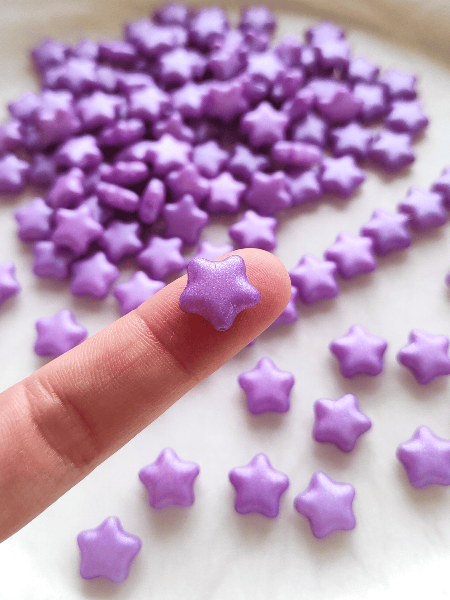 Star beads 12mm - glitter purple