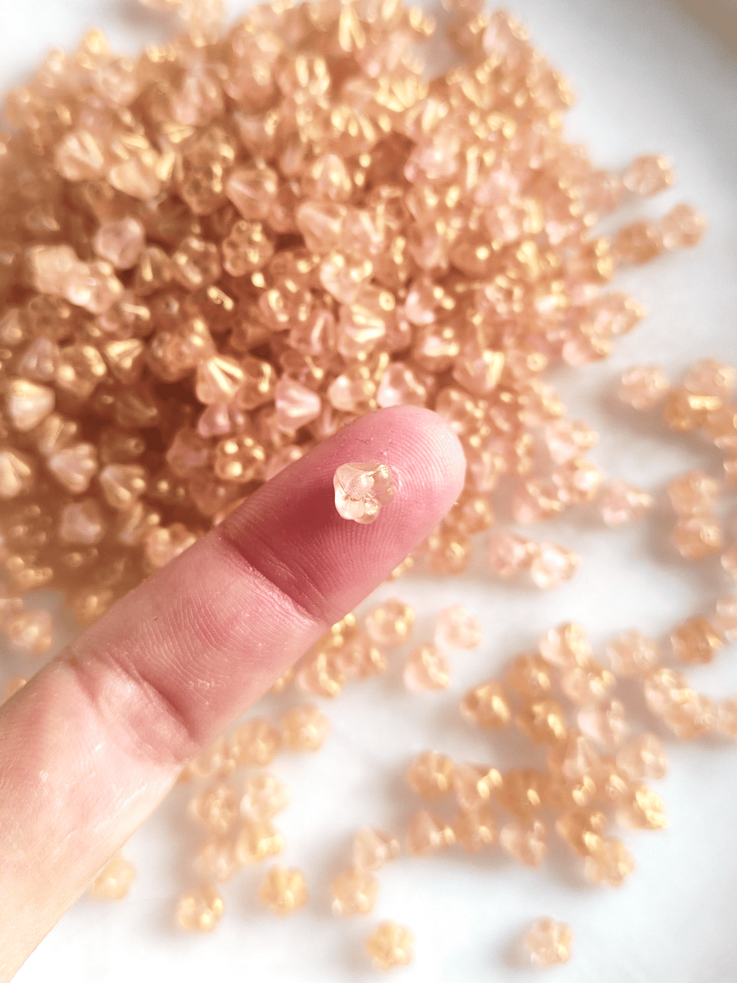 Schlüsselblumen 4x6mm - Rosa & Gold Schimmer