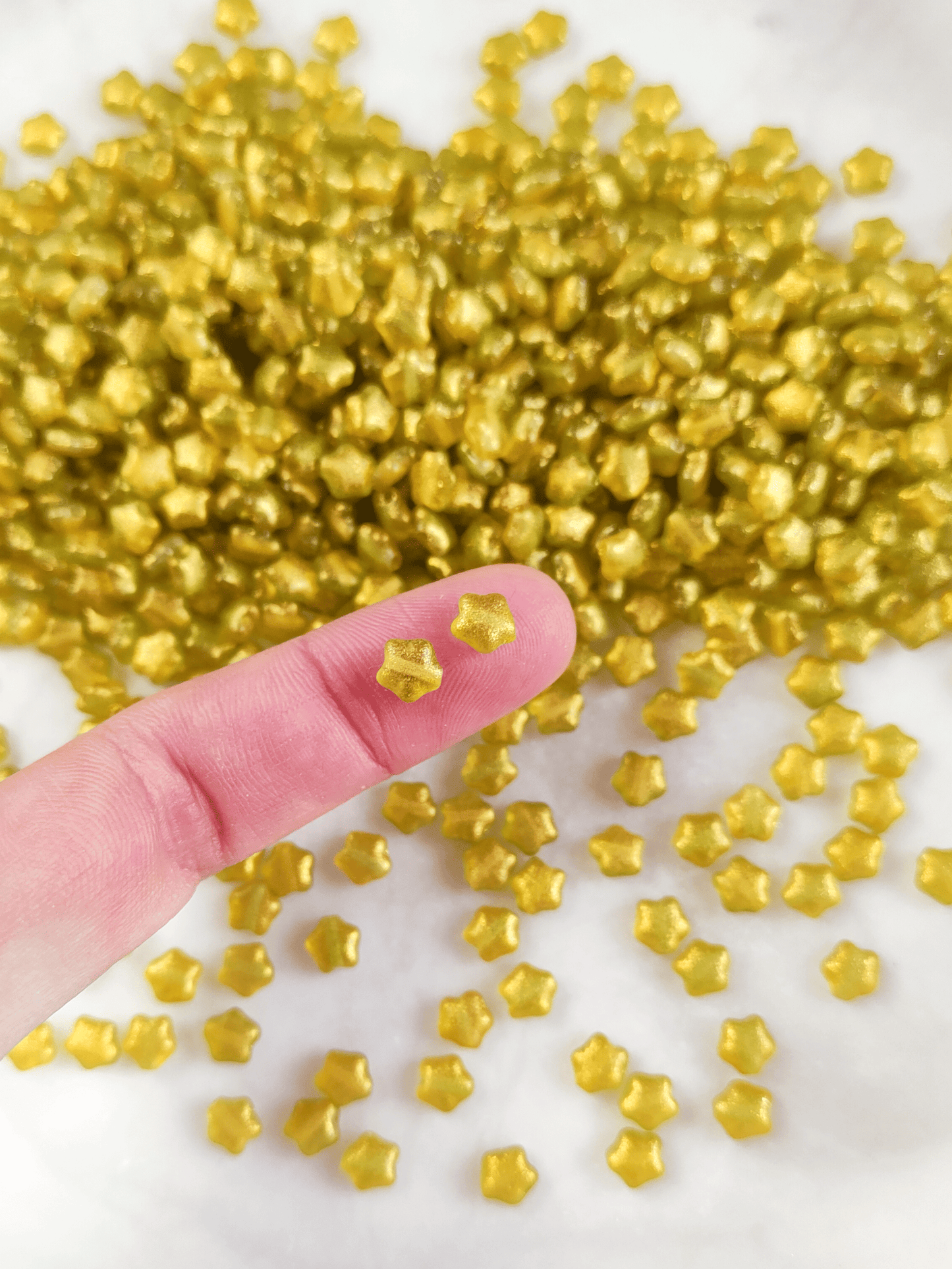 Star beads 6mm - yellow, green & gold glitter