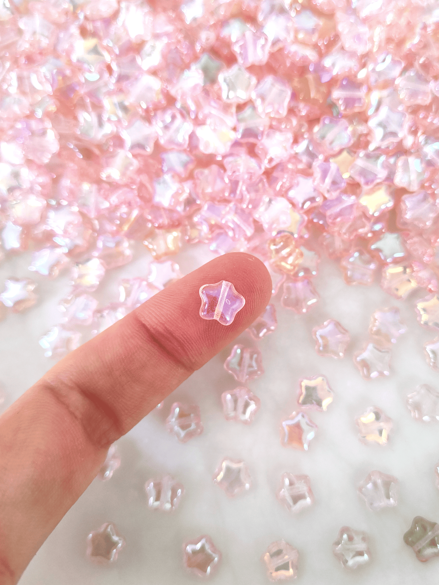 Star beads 8mm - light pink iris