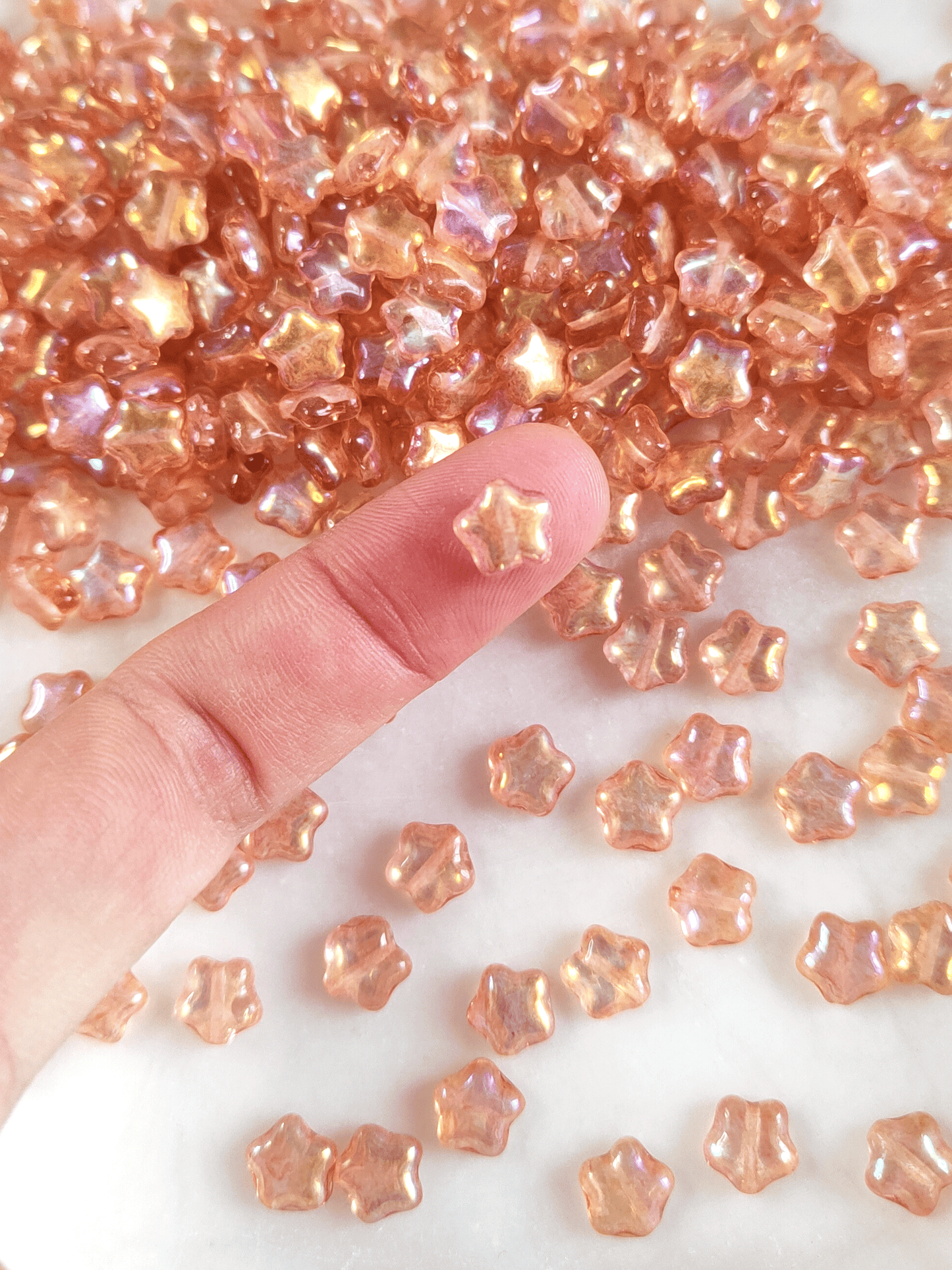 Sterne 8mm - Pfirsich Orange Iris