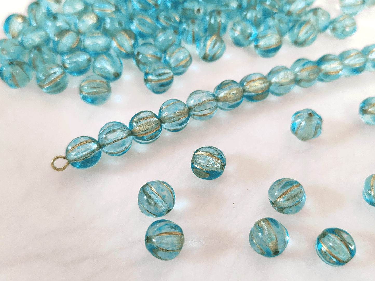 Melonen 8mm - Blau & Gold