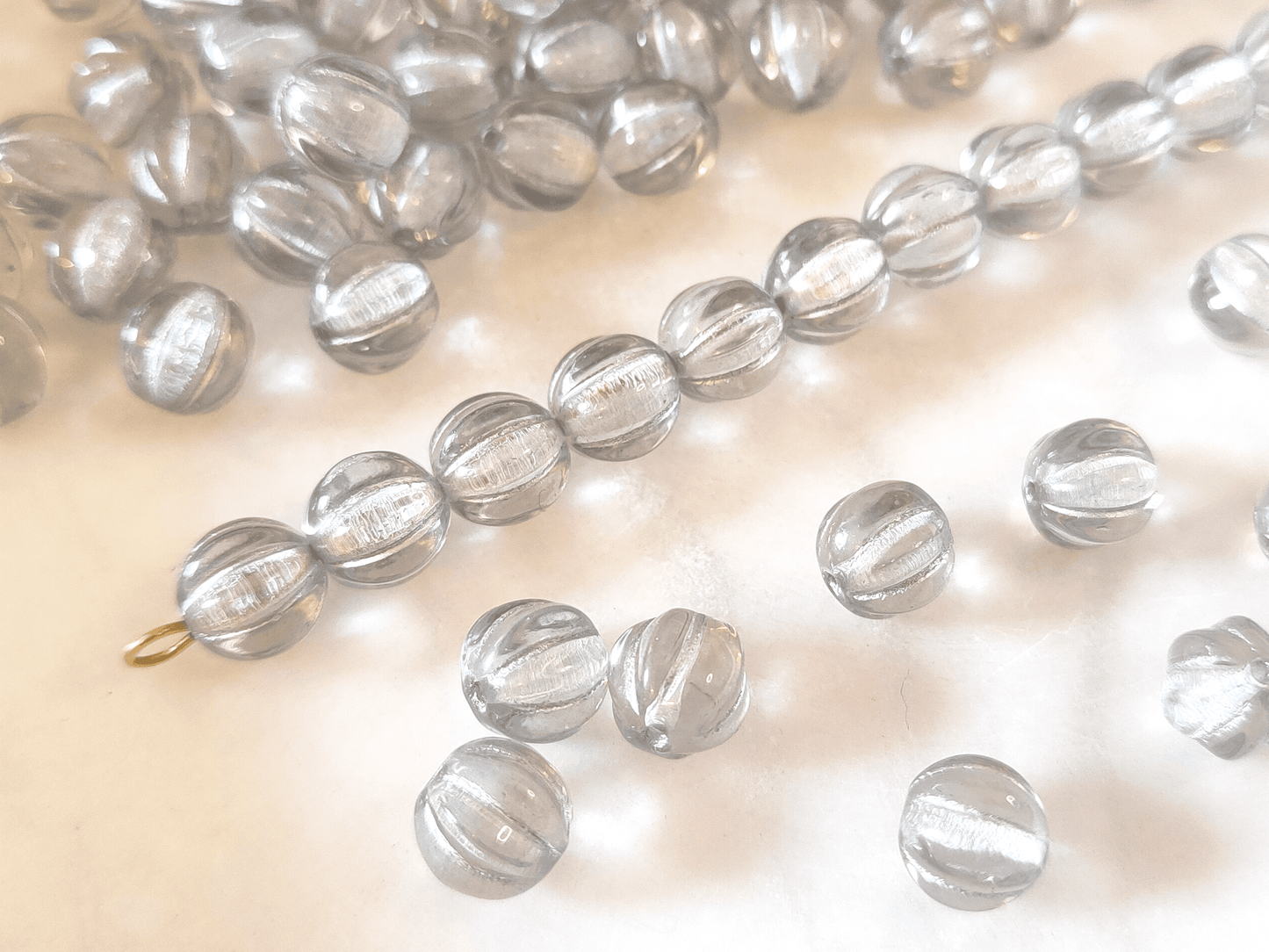 Melonen 8mm - Farblos & Silber