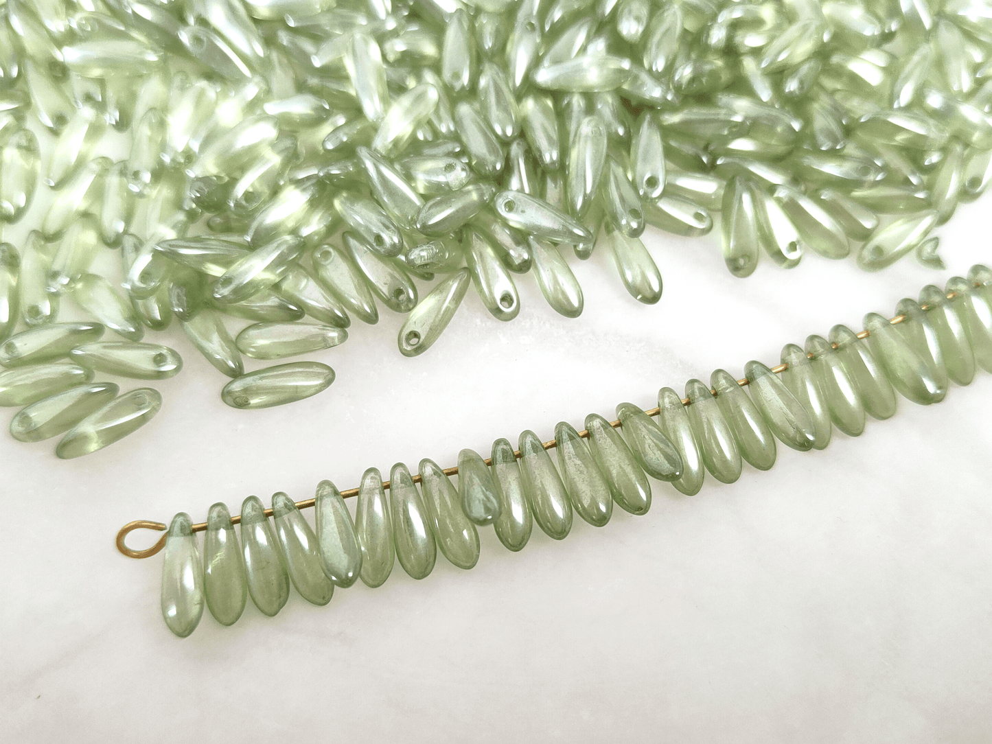 Dolche 3x11mm - Salbeigrün Schimmer