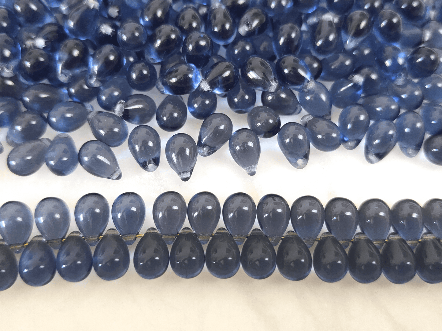 Drop beads 6x9mm - denim blue