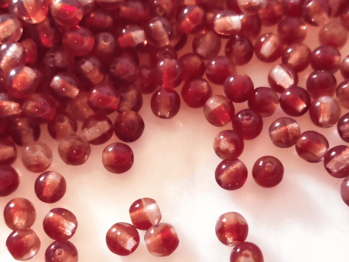 4mm round beads - brown & red