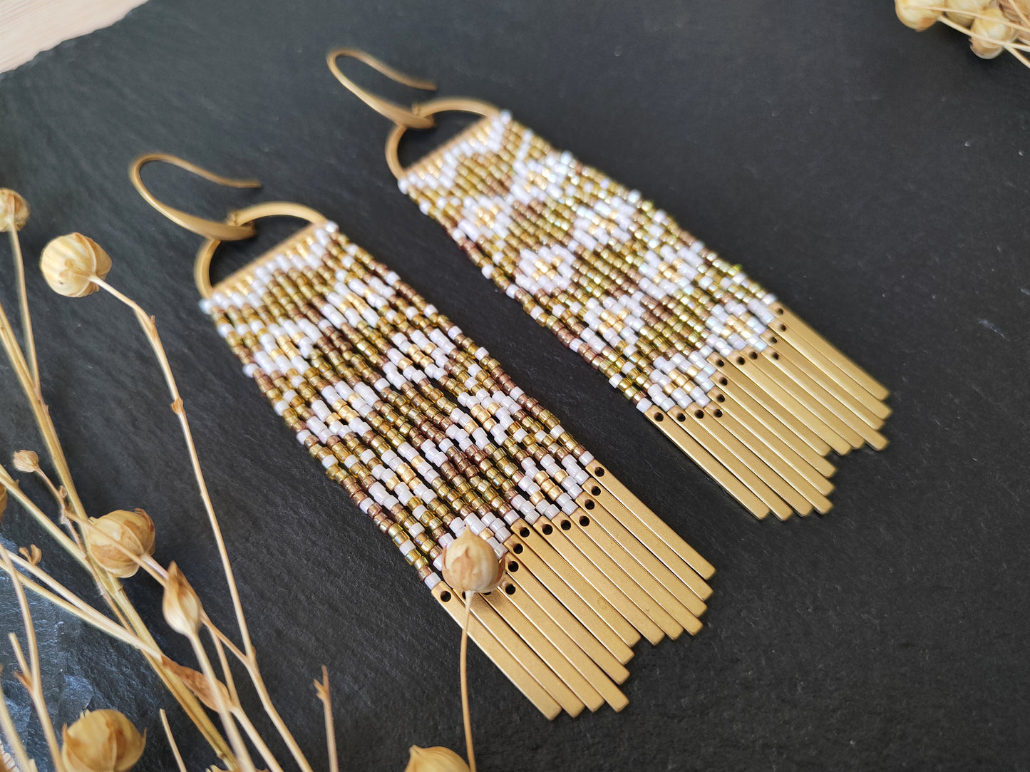 Wind chime earrings "Scirocco" - mustard yellow