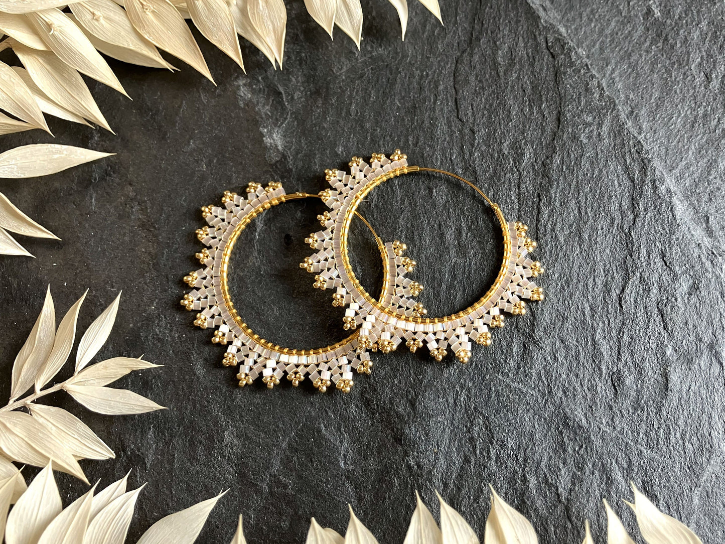 Silver hoop earrings "Estelle" - crystal