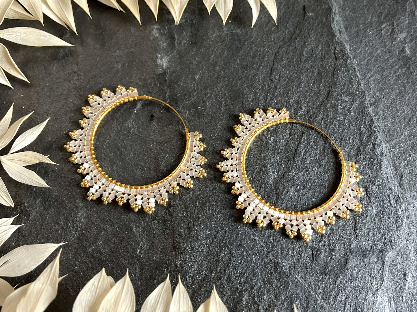 Silver hoop earrings "Estelle" - crystal