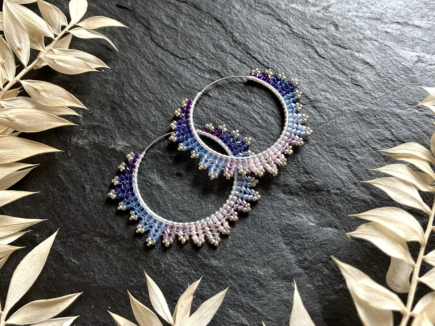 Silver hoop earrings "Estelle" - early evening