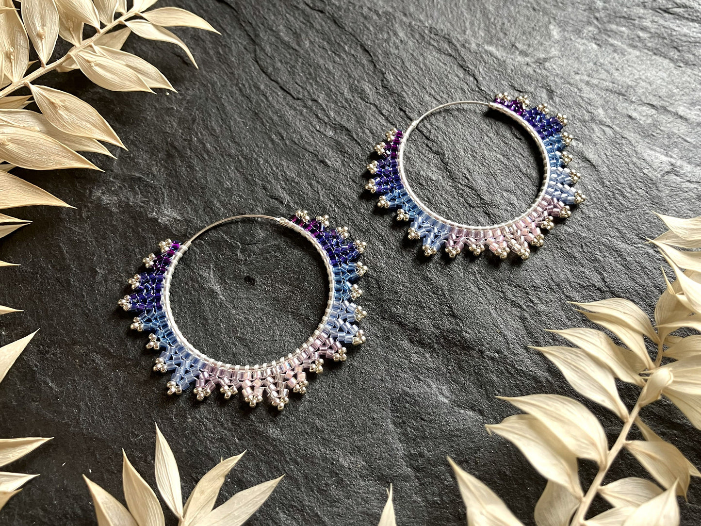 Silver hoop earrings "Estelle" - early evening